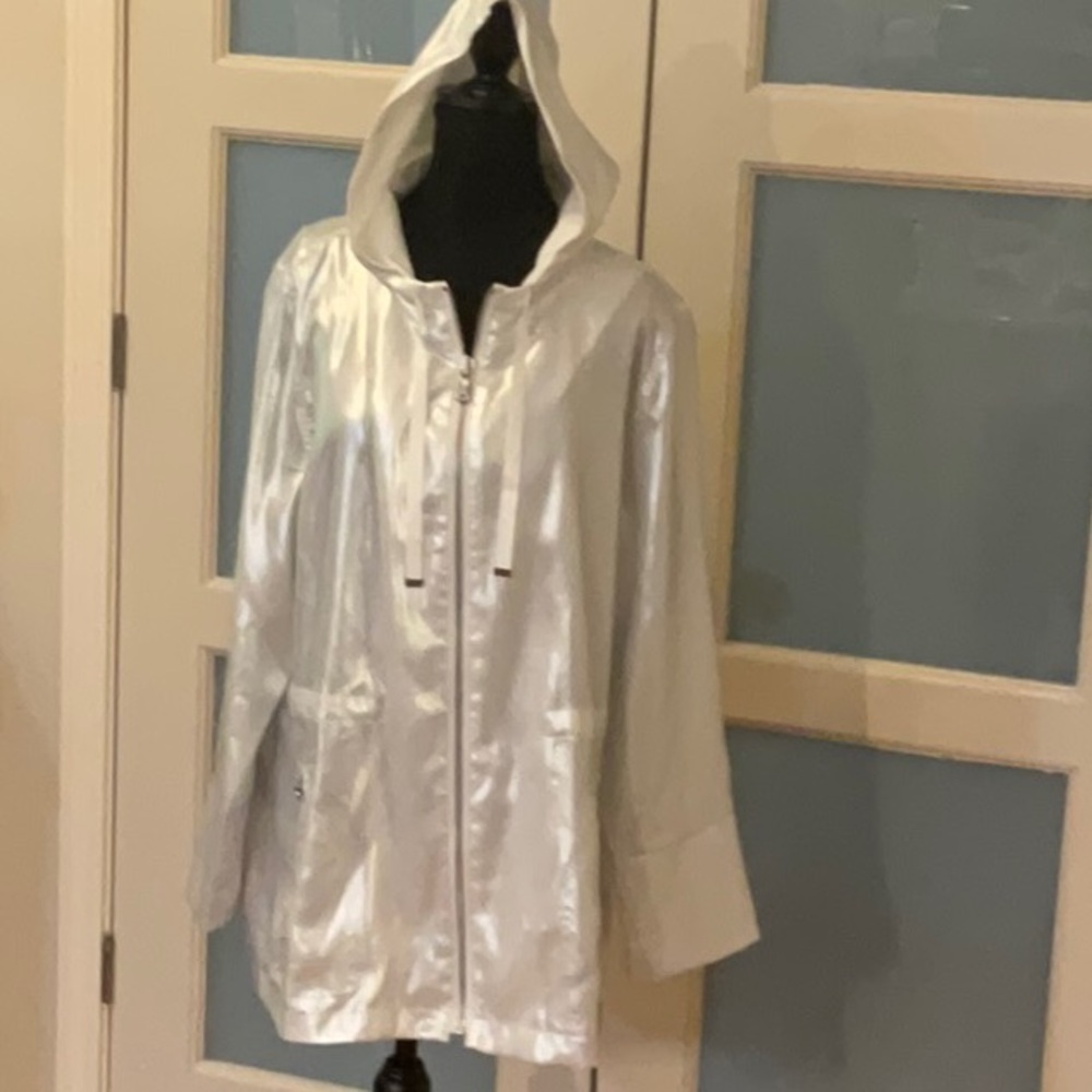 Chico's Silver Hooded Jacket